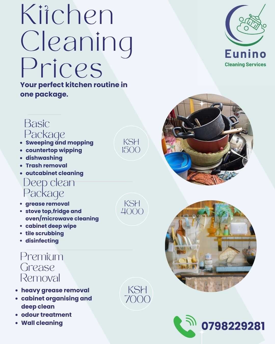 kitchen cleaning prices
Introducing the new kitchen cleaning Package.
We have noticed that most of our clients need more attentionon their kitchen than the rest of the house, thus the invention of this package.
Always feel free to click on the contact Icon for more clarity and  bookin g.